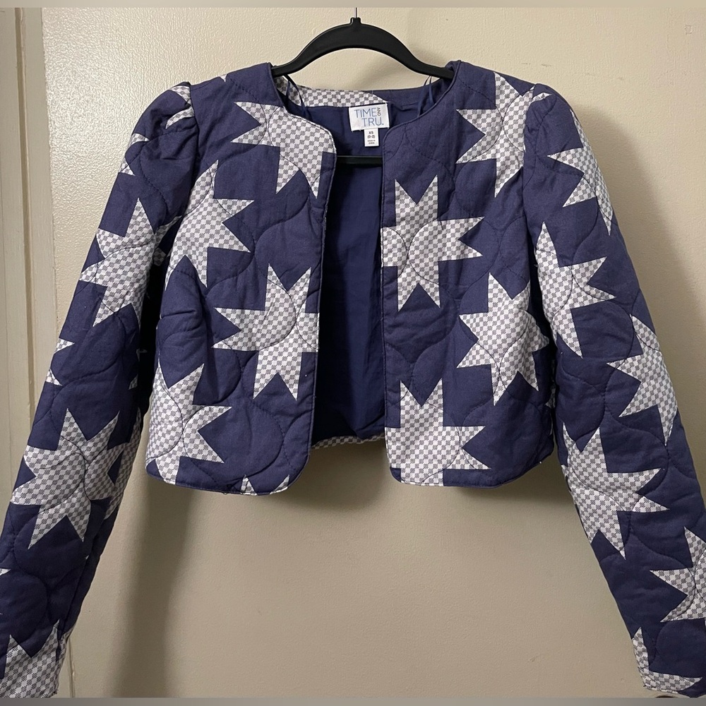 Time and Tru Women’s Blue Crop Top Cardigan, size X-Small